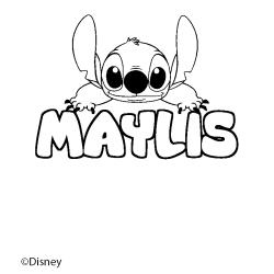 Coloriage pr&eacute;nom MAYLIS - d&eacute;cor Stitch