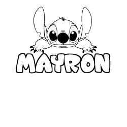 Coloriage prénom MAYRON - décor Stitch