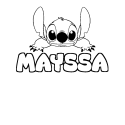 Coloriage prénom MAYSSA - décor Stitch