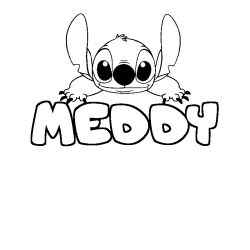 Coloriage prénom MEDDY - décor Stitch