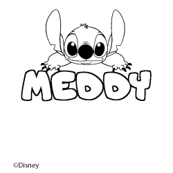 Coloriage pr&eacute;nom MEDDY - d&eacute;cor Stitch