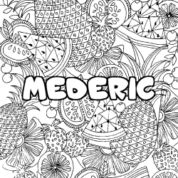 Coloriage prénom MEDERIC - décor Mandala fruits
