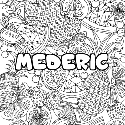 Coloriage pr&eacute;nom MEDERIC - d&eacute;cor Mandala fruits