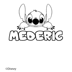 Coloriage pr&eacute;nom MEDERIC - d&eacute;cor Stitch