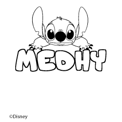 Coloriage pr&eacute;nom MEDHY - d&eacute;cor Stitch