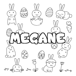 Coloriage pr&eacute;nom MEGANE - d&eacute;cor Paques