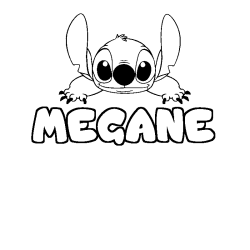 Coloriage prénom MEGANE - décor Stitch