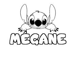Coloriage prénom MÉGANE - décor Stitch