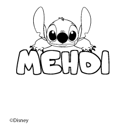 Coloriage pr&eacute;nom MEHDI - d&eacute;cor Stitch