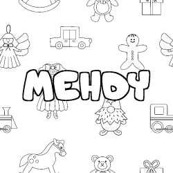 Coloriage MEHDY - d&eacute;cor Jouets