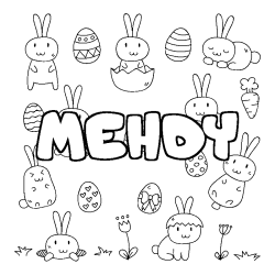 Coloriage MEHDY - d&eacute;cor Paques