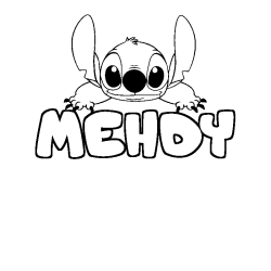 Coloriage prénom MEHDY - décor Stitch