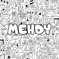 Coloriage MEHDY - d&eacute;cor Ville
