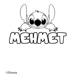 Coloriage pr&eacute;nom MEHMET - d&eacute;cor Stitch
