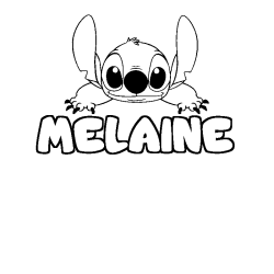 Coloriage prénom MELAINE - décor Stitch