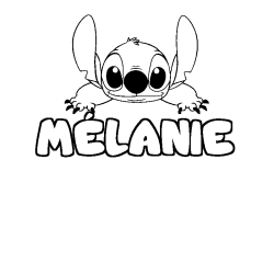 Coloriage prénom MÉLANIE - décor Stitch