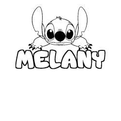 Coloriage prénom MELANY - décor Stitch