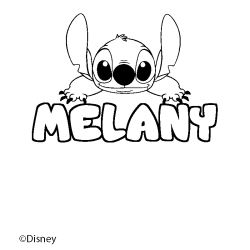 Coloriage pr&eacute;nom MELANY - d&eacute;cor Stitch