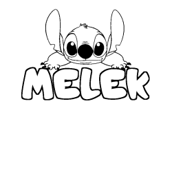 Coloriage prénom MELEK - décor Stitch