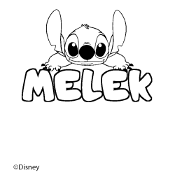 Coloriage pr&eacute;nom MELEK - d&eacute;cor Stitch