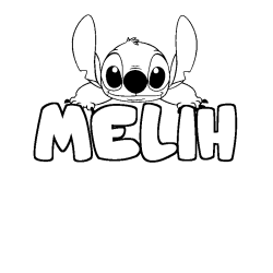 Coloriage prénom MELIH - décor Stitch