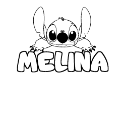 Coloriage prénom MELINA - décor Stitch