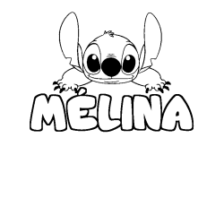 Coloriage prénom MÉLINA - décor Stitch