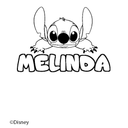Coloriage pr&eacute;nom MELINDA - d&eacute;cor Stitch