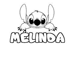 Coloriage prénom MÉLINDA - décor Stitch