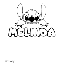 Coloriage pr&eacute;nom M&Eacute;LINDA - d&eacute;cor Stitch