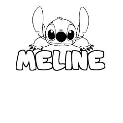 Coloriage prénom MELINE - décor Stitch