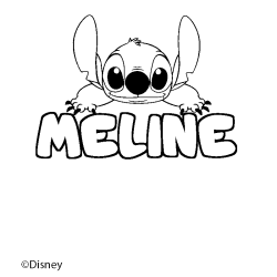 Coloriage pr&eacute;nom MELINE - d&eacute;cor Stitch