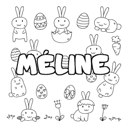 Coloriage pr&eacute;nom M&Eacute;LINE - d&eacute;cor Paques