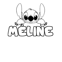 Coloriage prénom MÉLINE - décor Stitch