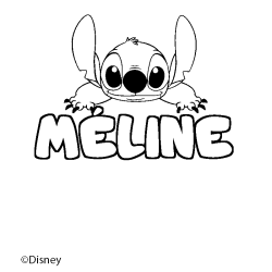 Coloriage pr&eacute;nom M&Eacute;LINE - d&eacute;cor Stitch