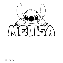 Coloriage pr&eacute;nom MELISA - d&eacute;cor Stitch