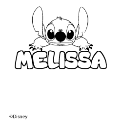 Coloriage pr&eacute;nom MELISSA - d&eacute;cor Stitch