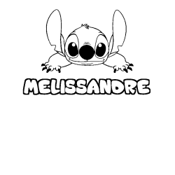 Coloriage prénom MELISSANDRE - décor Stitch