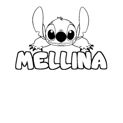 Coloriage prénom MELLINA - décor Stitch