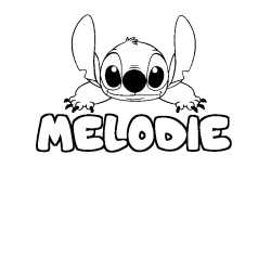 Coloriage prénom MELODIE - décor Stitch