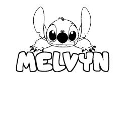 Coloriage prénom MELVYN - décor Stitch
