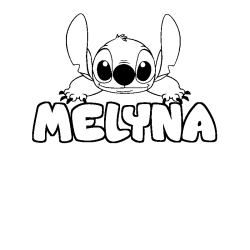 Coloriage prénom MELYNA - décor Stitch