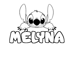 Coloriage prénom MÉLYNA - décor Stitch