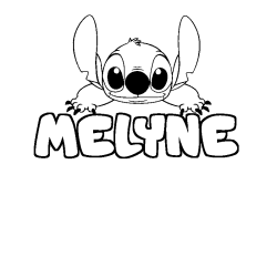 Coloriage prénom MELYNE - décor Stitch