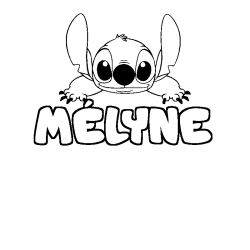 Coloriage prénom MÉLYNE - décor Stitch