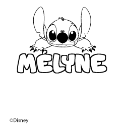 Coloriage pr&eacute;nom M&Eacute;LYNE - d&eacute;cor Stitch