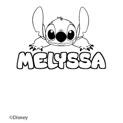Coloriage pr&eacute;nom MELYSSA - d&eacute;cor Stitch