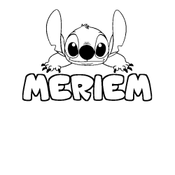 Coloriage prénom MERIEM - décor Stitch