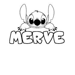 Coloriage prénom MERVE - décor Stitch