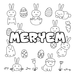 Coloriage MERYEM - d&eacute;cor Paques